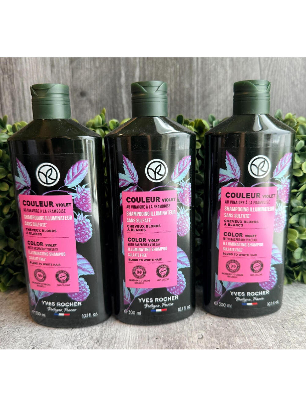 Yves Rocher Color Violet with Raspberry Vinegar Shampoo - LOT OF 3